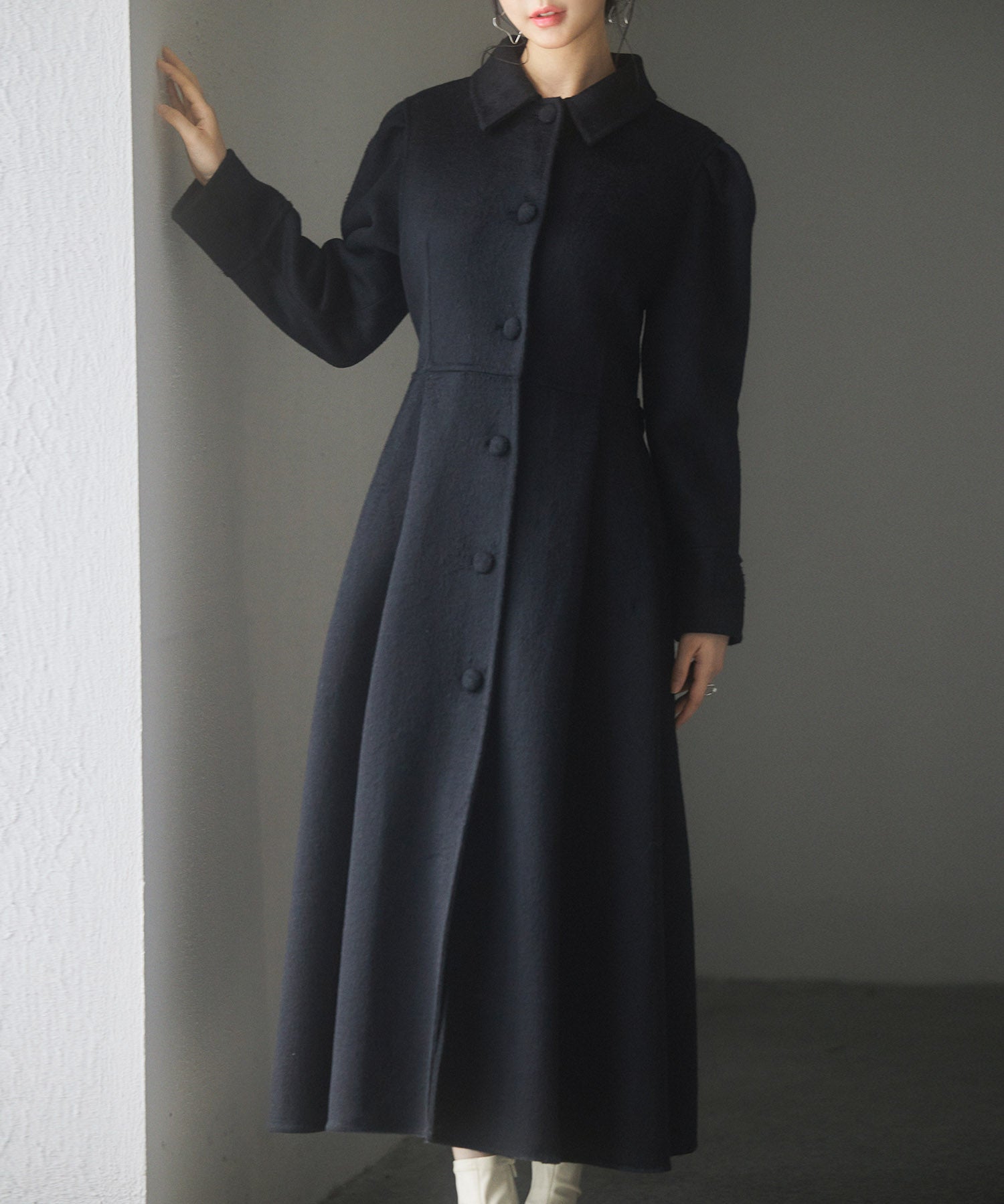 フレアシルエットダブルフェイスロングコートsdpsy0610 ブラック