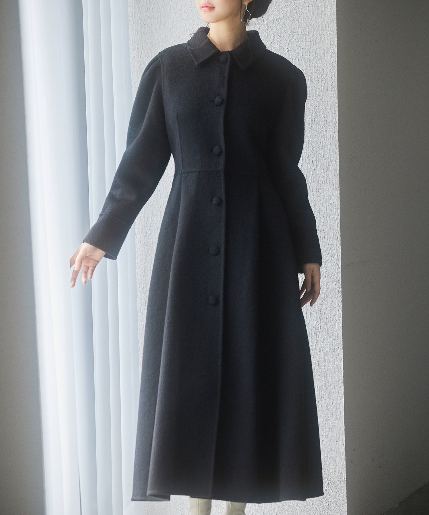 フレアシルエットダブルフェイスロングコートsdpsy0610 ブラック