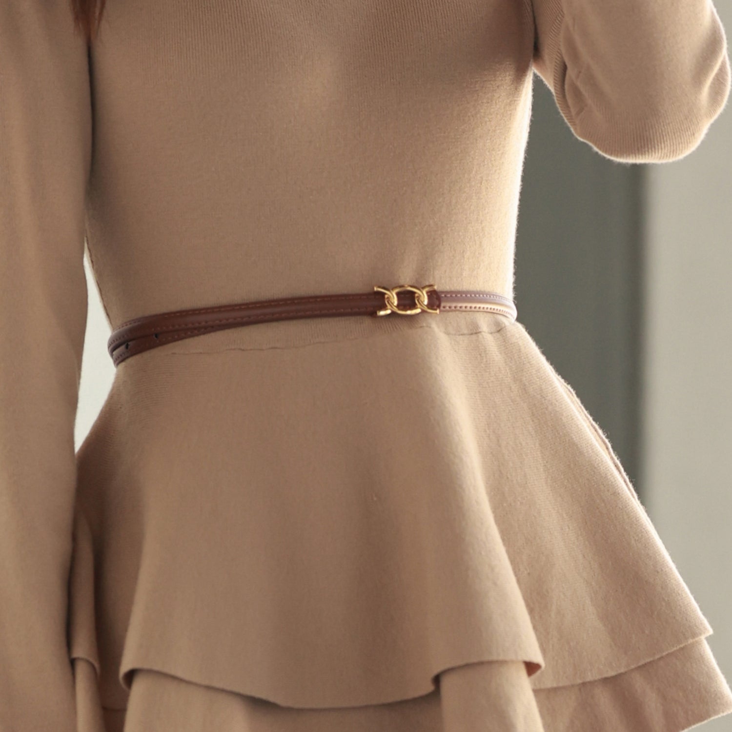 ゴールドバックル細ベルトsdpxyf0005-101-17