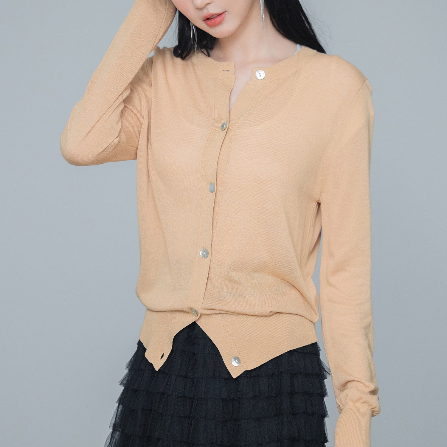 【接触冷感】クルーネックサマーニットカーディガンsdpxyf2081-103-14