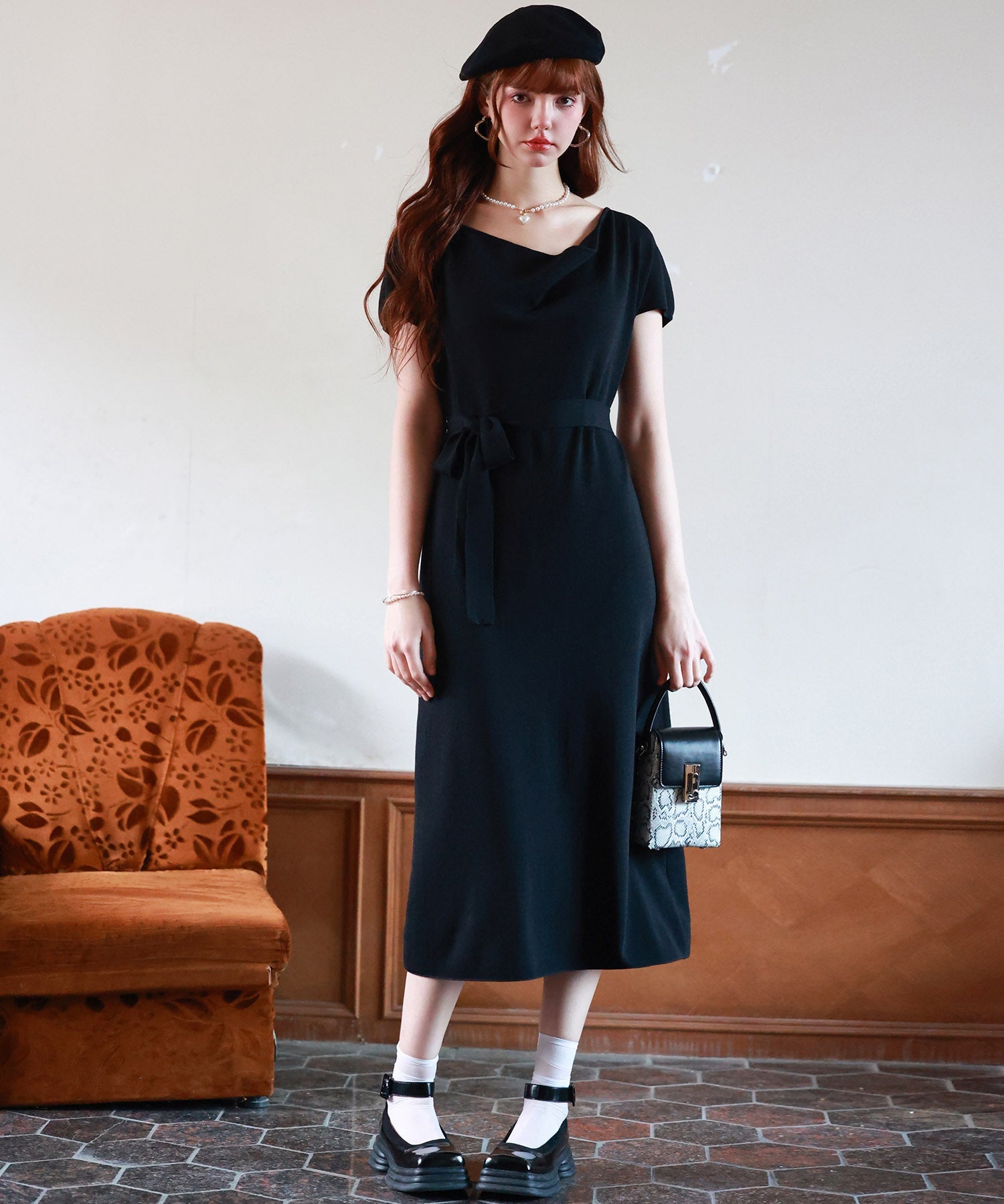 2wayミモレ丈ニットワンピース ｜ 全4色 × 2サイズ