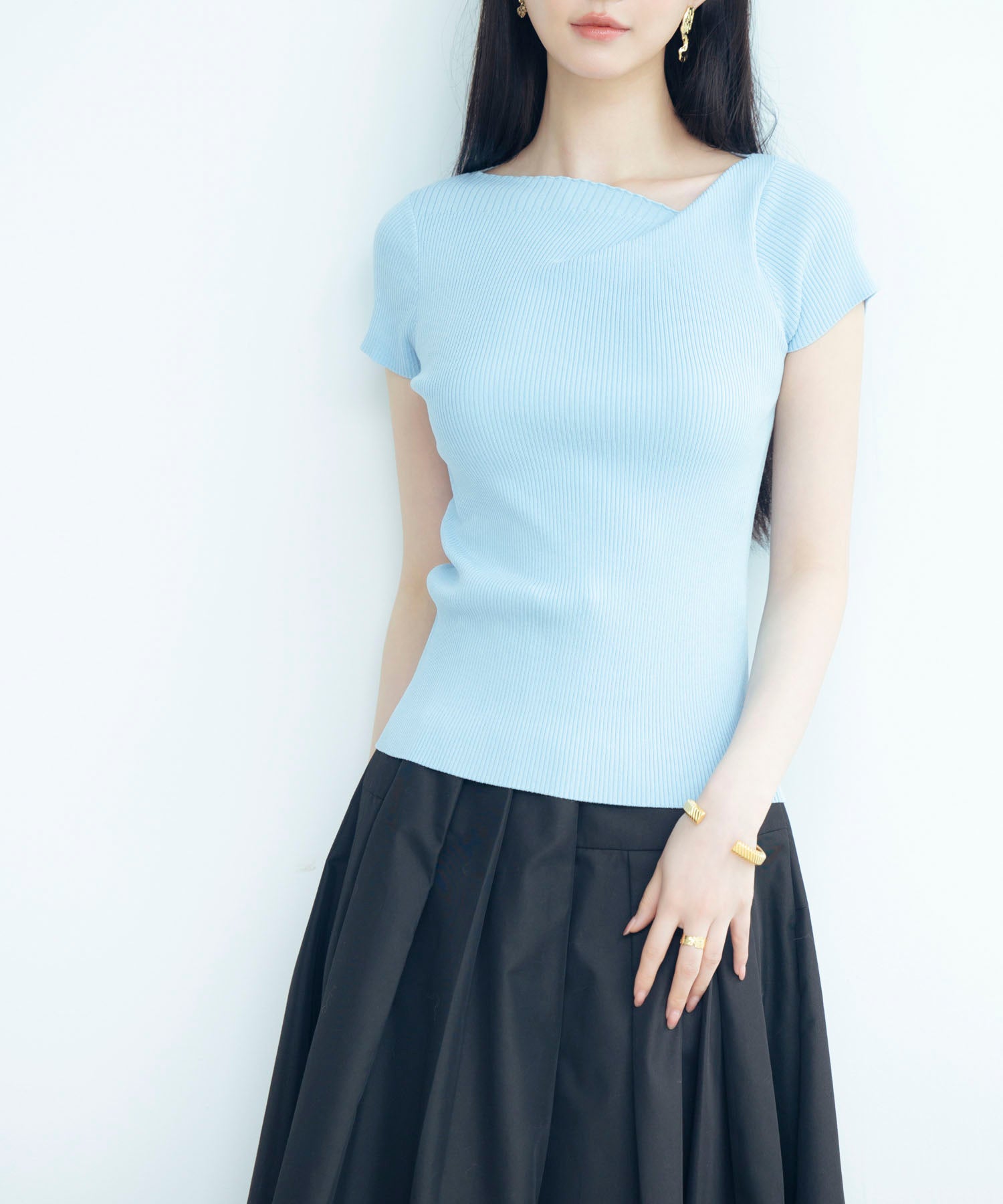 サマーニット】レギュラーネックリブニットsdpxyf2859 ブルー – [公式