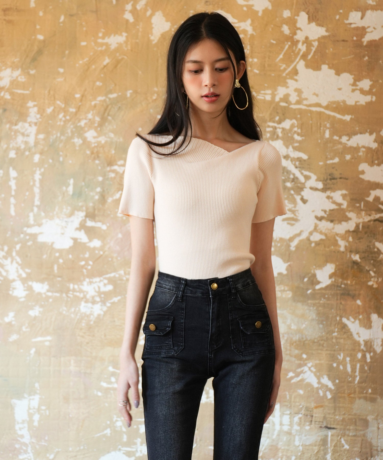 アームウォーマー付き3wayレギュラーネックリブプルオーバーsdpxyf2860