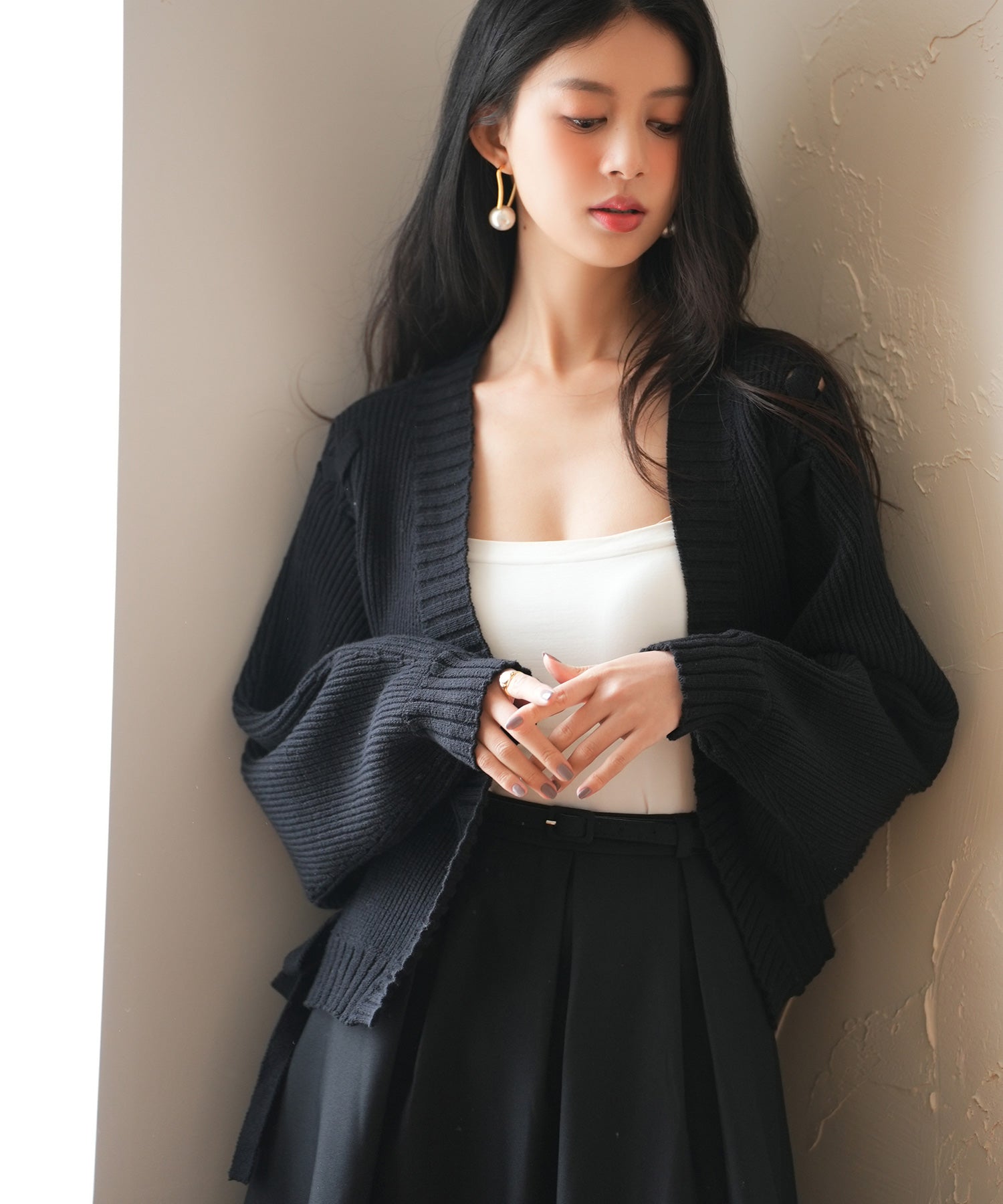 編み込みリボン】ドルマンスリーブニットカーディガンsdpxyf2863