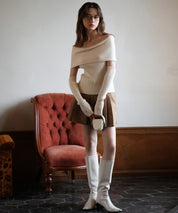 オフショルのデザインがフェミニンムード高まるニット、オフショル 2wayニット ｜ デートにぴったり、全6色 × 3サイズ