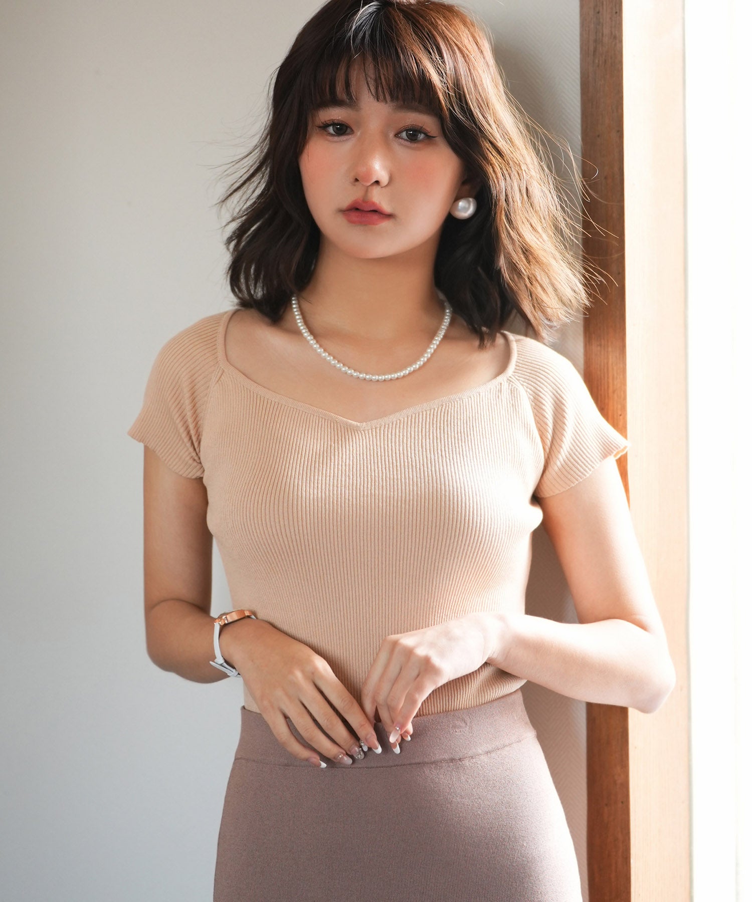 ダイヤモンドネックサマーニットsdpxyf6128 ベージュ – [公式]SAISON