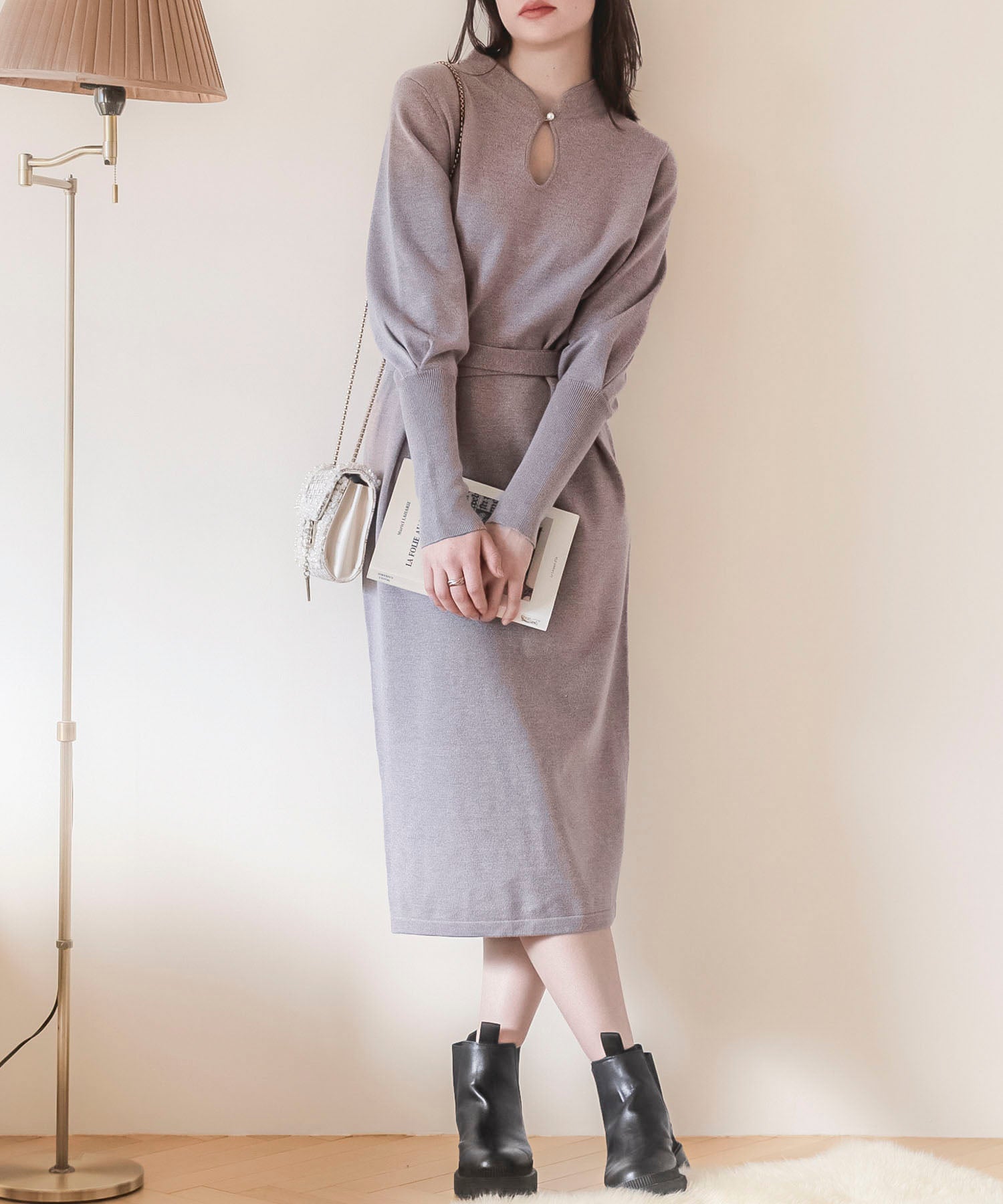ハイゲージ編み長袖ニットワンピース ｜ 全5色 × 2サイズ – [公式