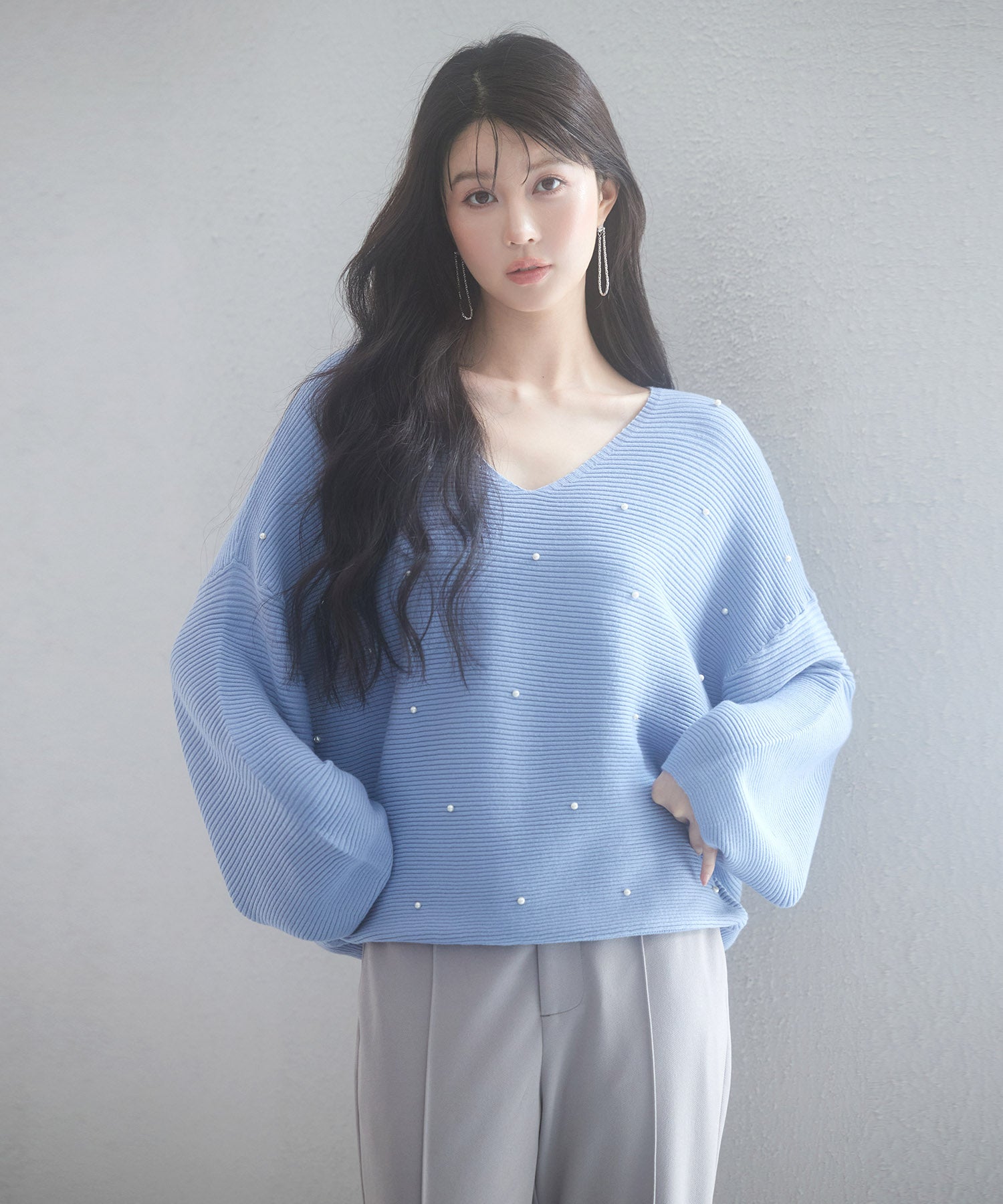 ドロップショルダーニットプルオーバーsdpxyf9499 ブルー – [公式