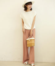 とろみセミワイドパンツxyz2033 キャメル