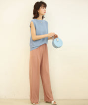 とろみセミワイドパンツxyz2033 キャメル