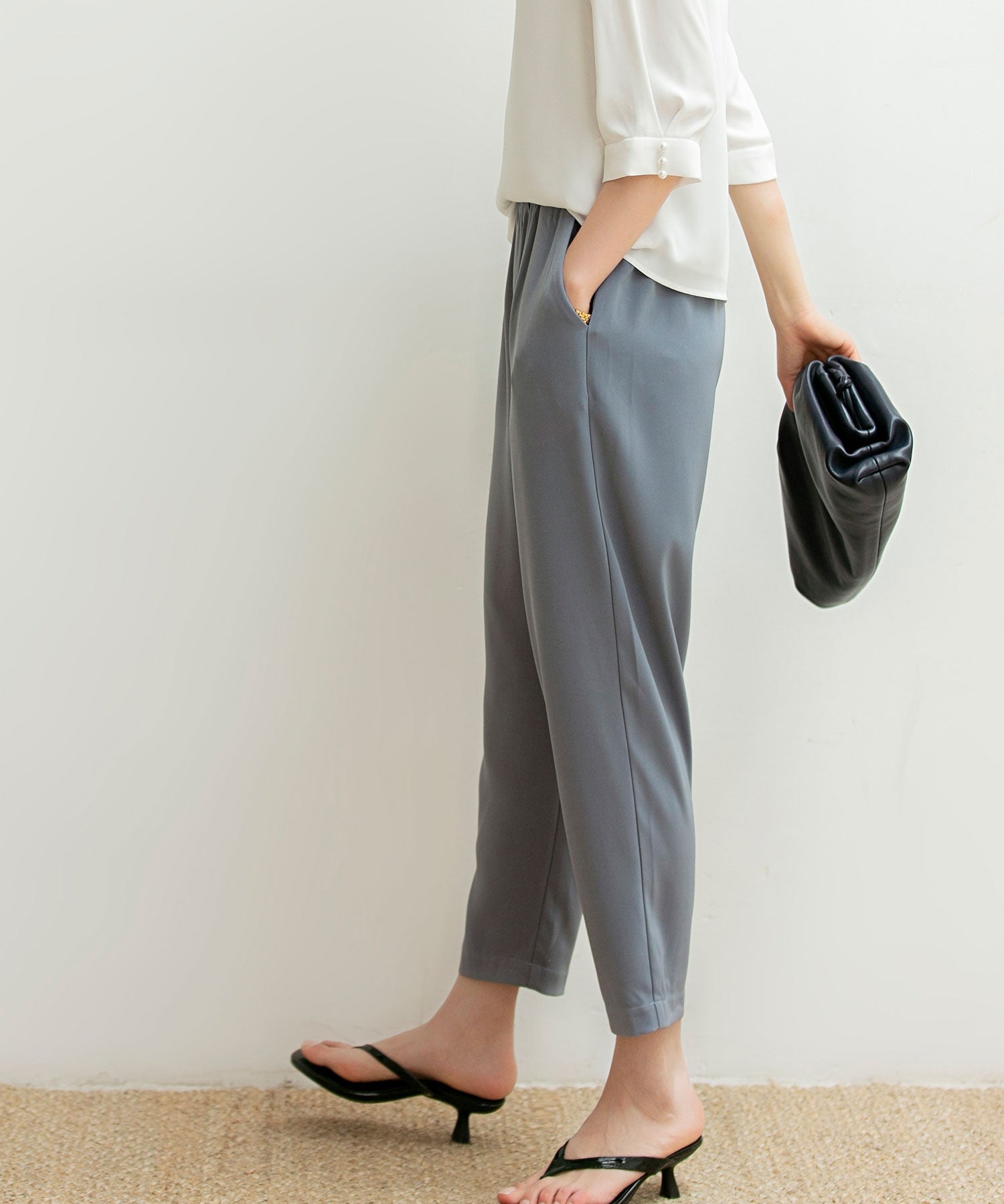 ロングシーズン対応ウエストゴムイージークロップドパンツxyz2312