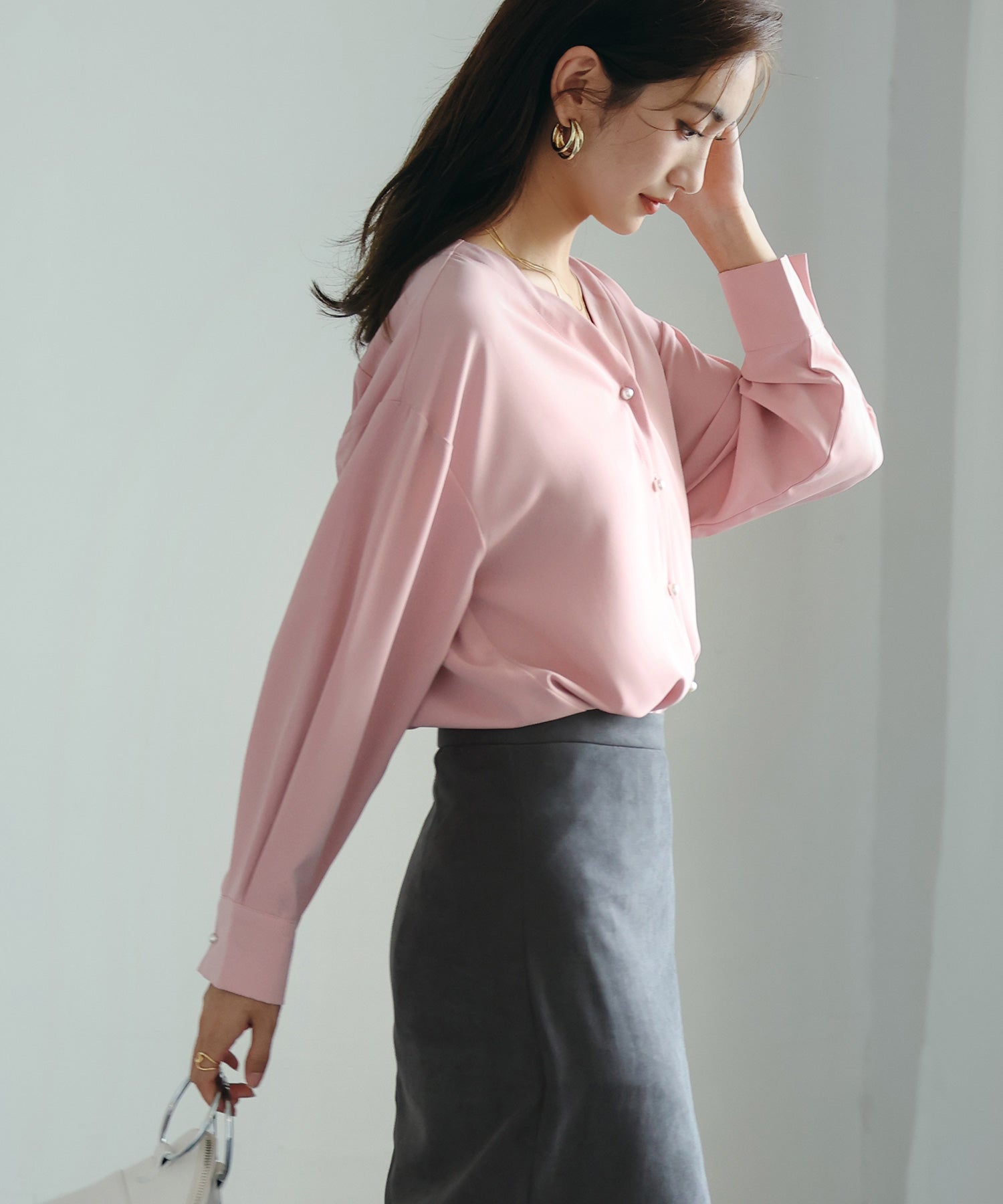 バックVネックシフォンブラウスxyz2413 ピンク – [公式]SAISON DE