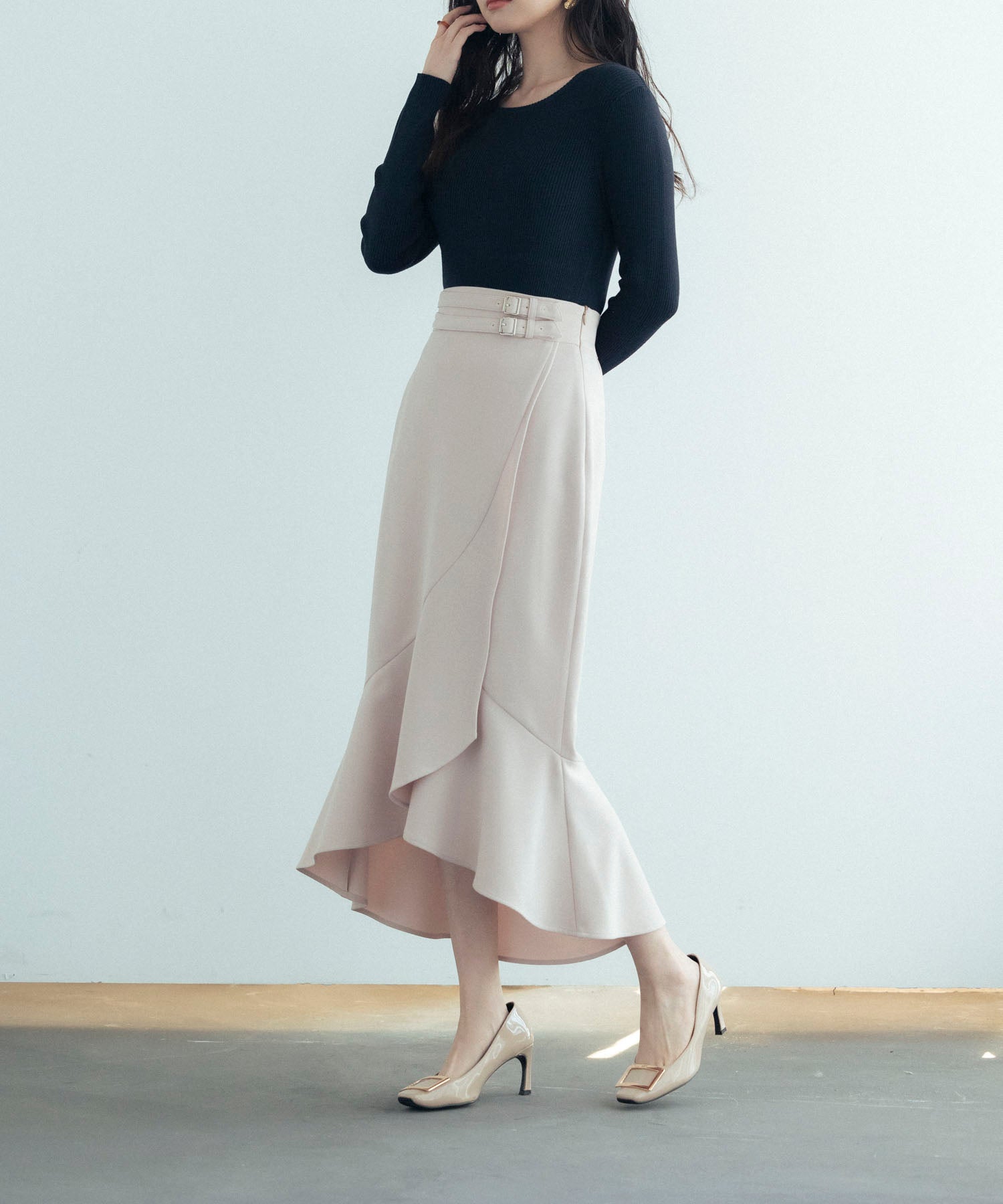 ラップ風ダブルベルトミモレ丈スカートsdp0057b ピンク – [公式]SAISON