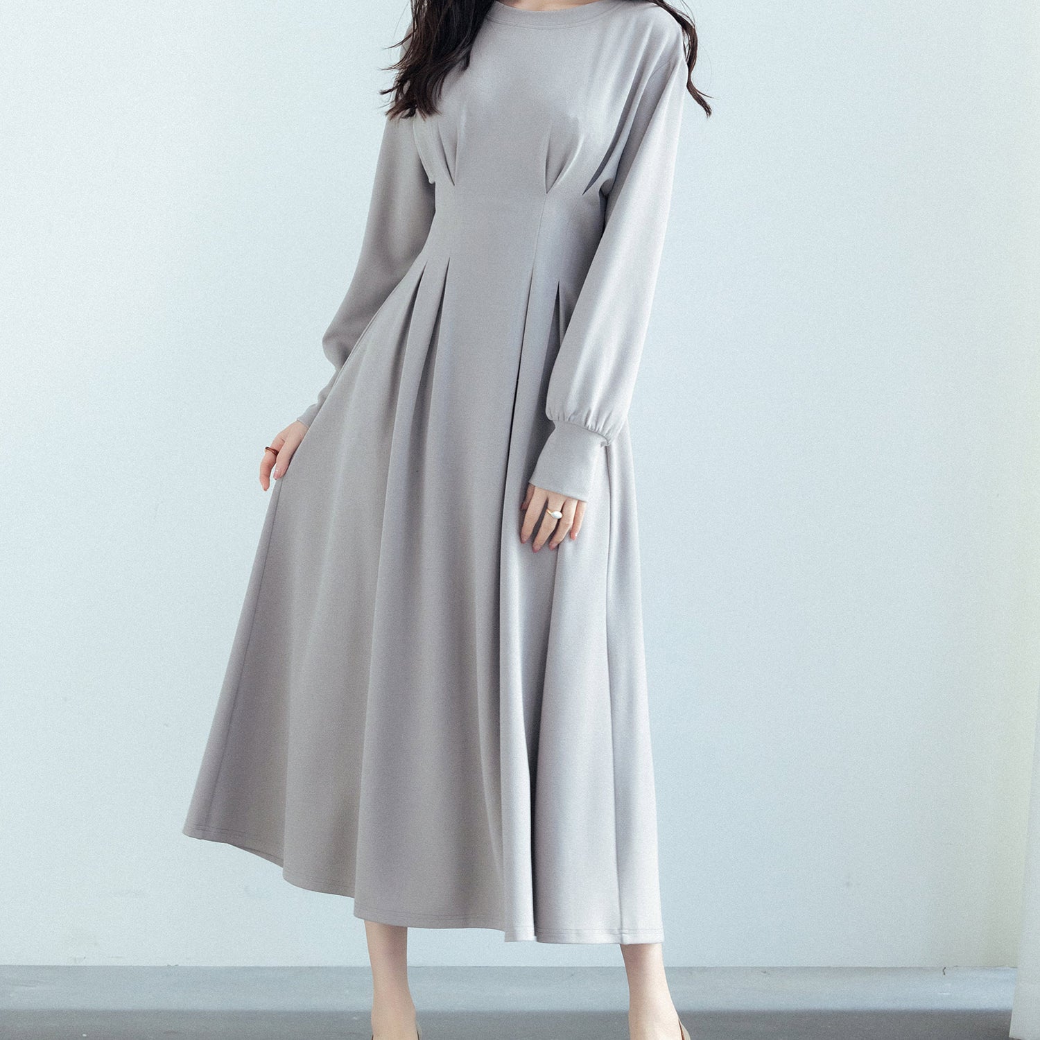 タックデザインミモレ丈カットソーワンピースsdp0087b-102-18