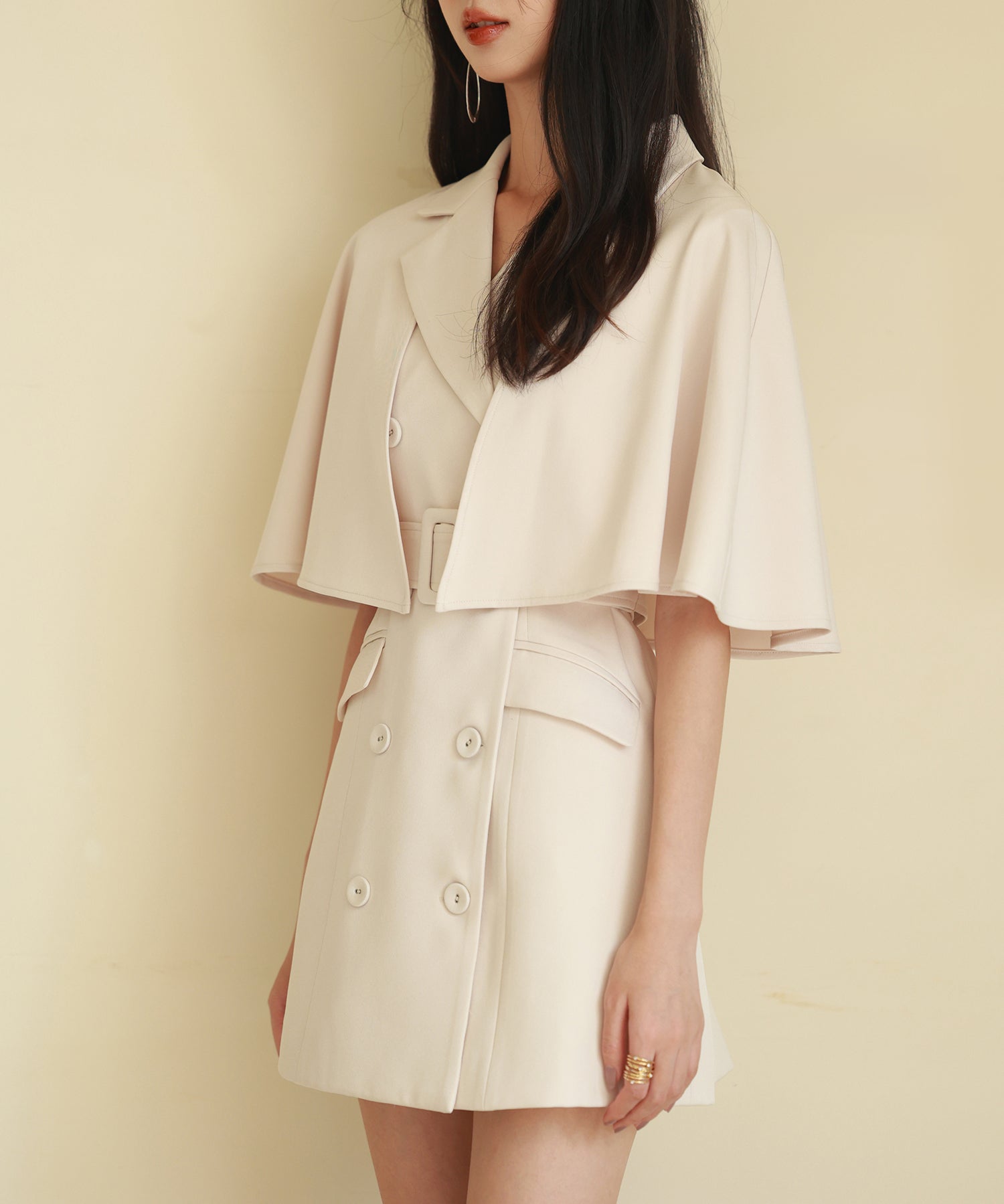 2wayケープミドル丈コートsdp0123 アイボリー