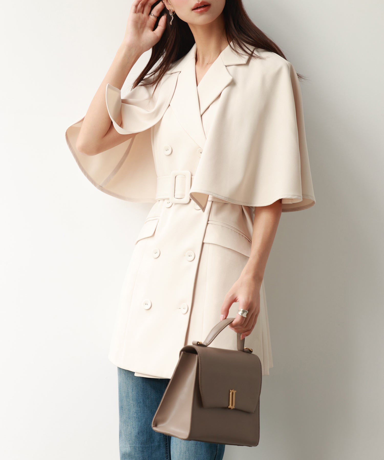 2wayケープミドル丈コートsdp0123 アイボリー