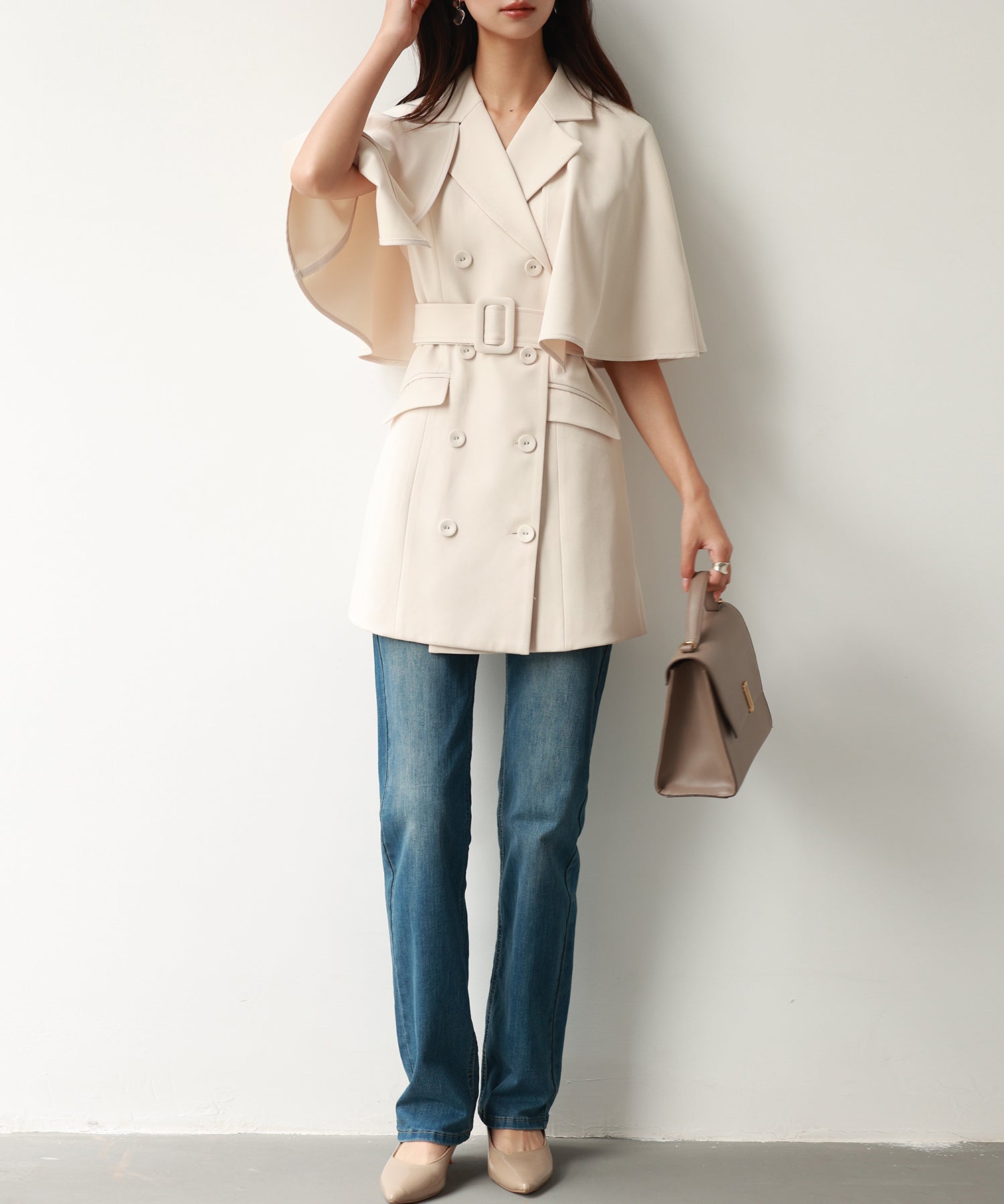 2wayケープミドル丈コートsdp0123 アイボリー