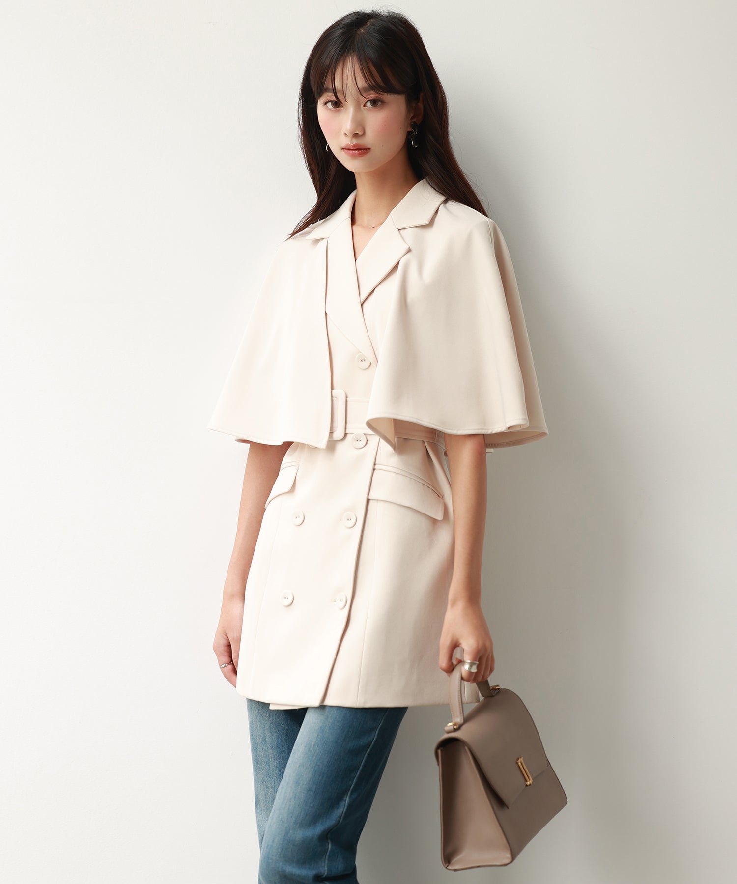 2wayケープミドル丈コートsdp0123 アイボリー