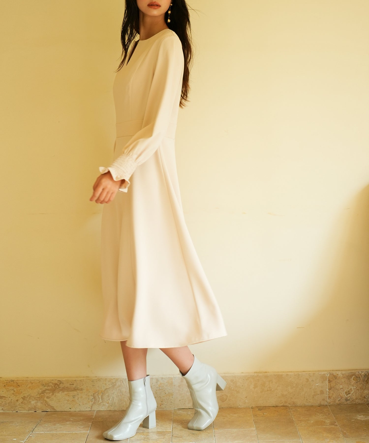 2way配色ケープカラーミモレワンピースsdp0125 ベージュ – [公式