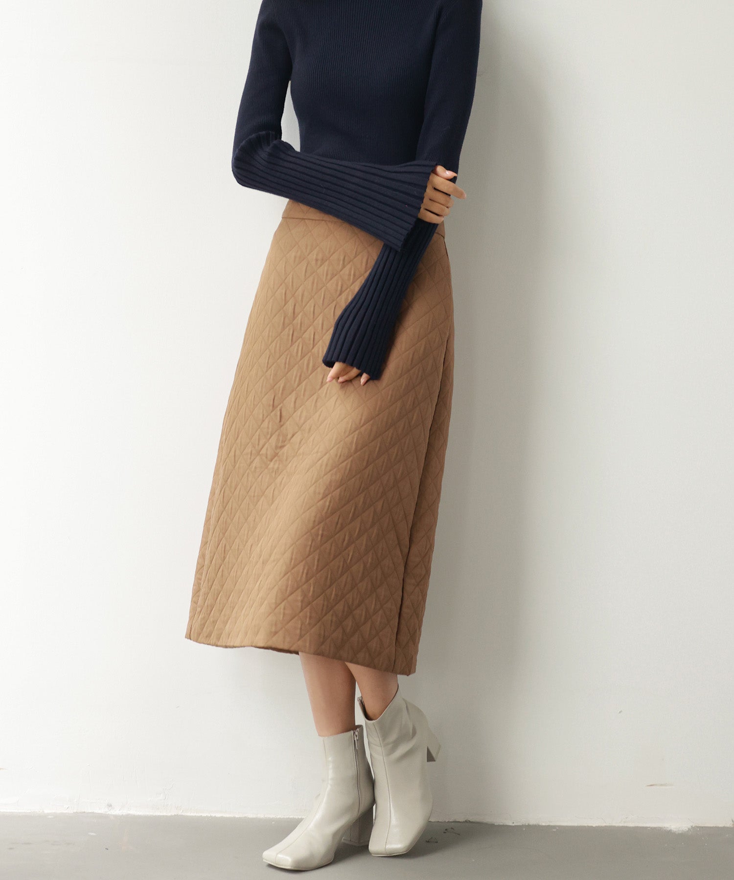 キルティングハイウエストスカート ブラウン – [公式]SAISON DE