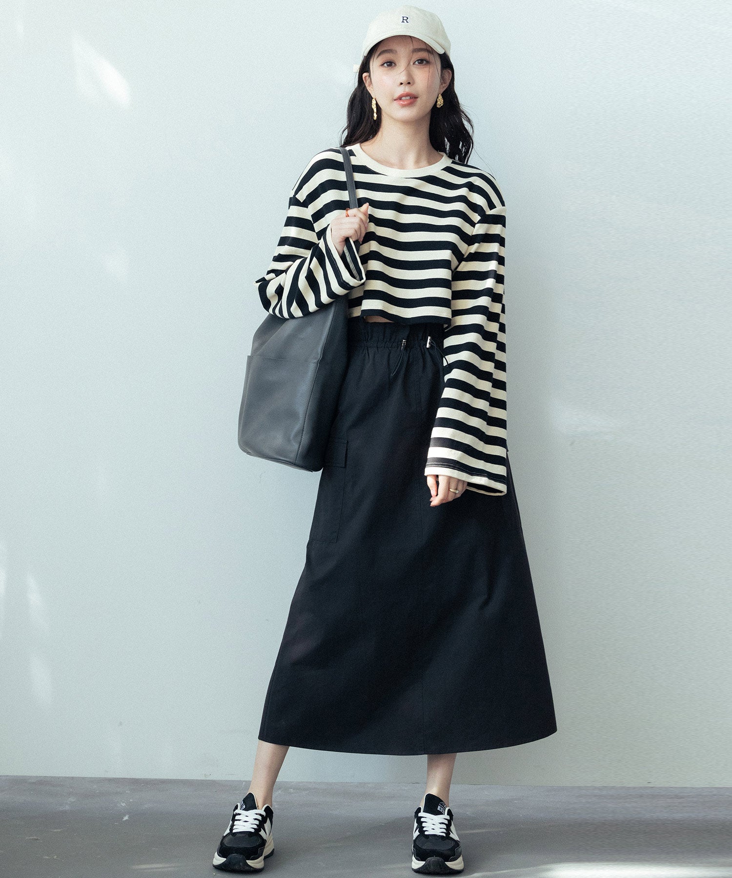 ハイウエストカーゴポケットロング丈スカートsdp0182 ブラック – [公式