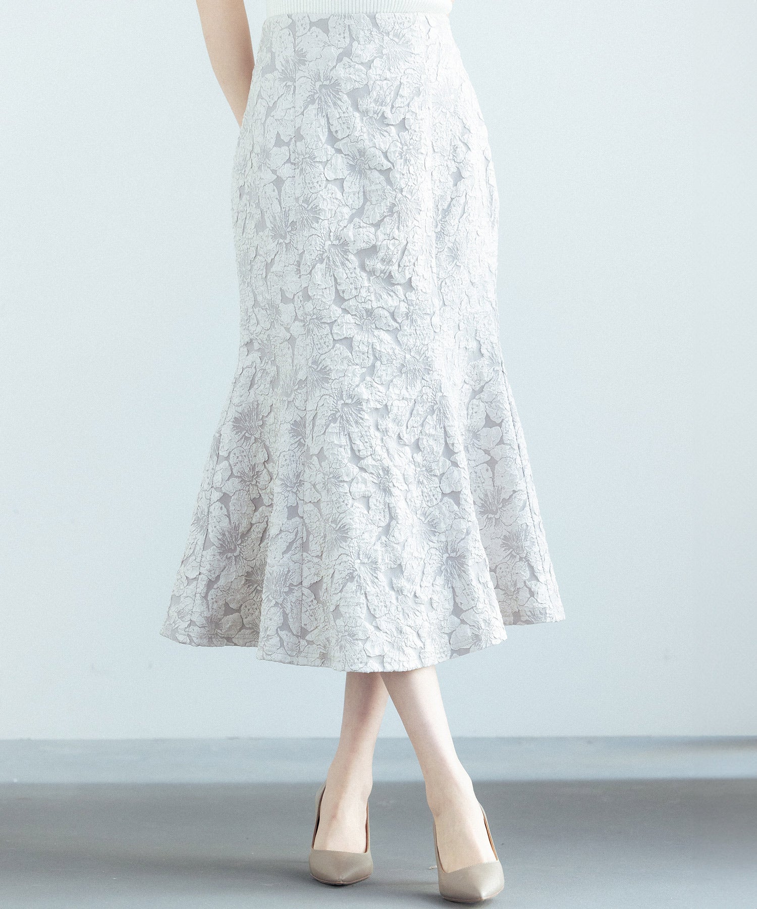 美品★プープレ 麦とホップジャガード　スカート フェザージャガード Iラインスカート|allureville OFFICIAL SITE