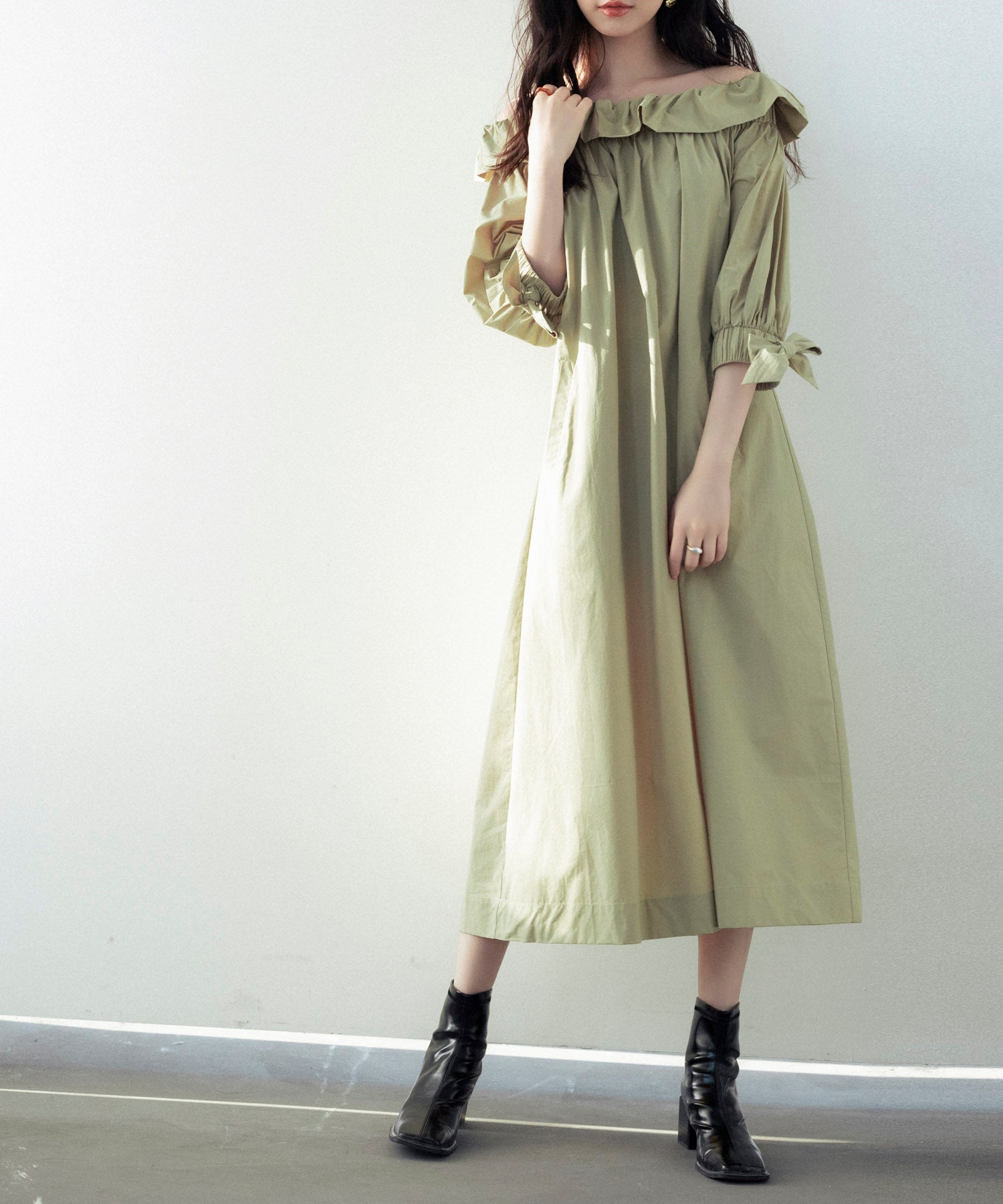 清涼感☆【HOBBS】フェミニンワンピース◇袖フリルが可愛い♪ Ck8ZhXjiCyX4UxKP4vULTU.jpg@jpg