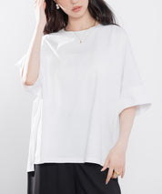 クルーネックオーバーシルエット綿混Tシャツsdp0204 ホワイト