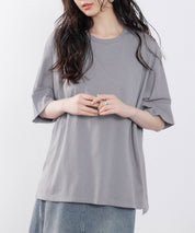 クルーネックオーバーシルエット綿混Tシャツsdp0204 チャコール