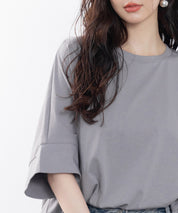 クルーネックオーバーシルエット綿混Tシャツsdp0204 チャコール