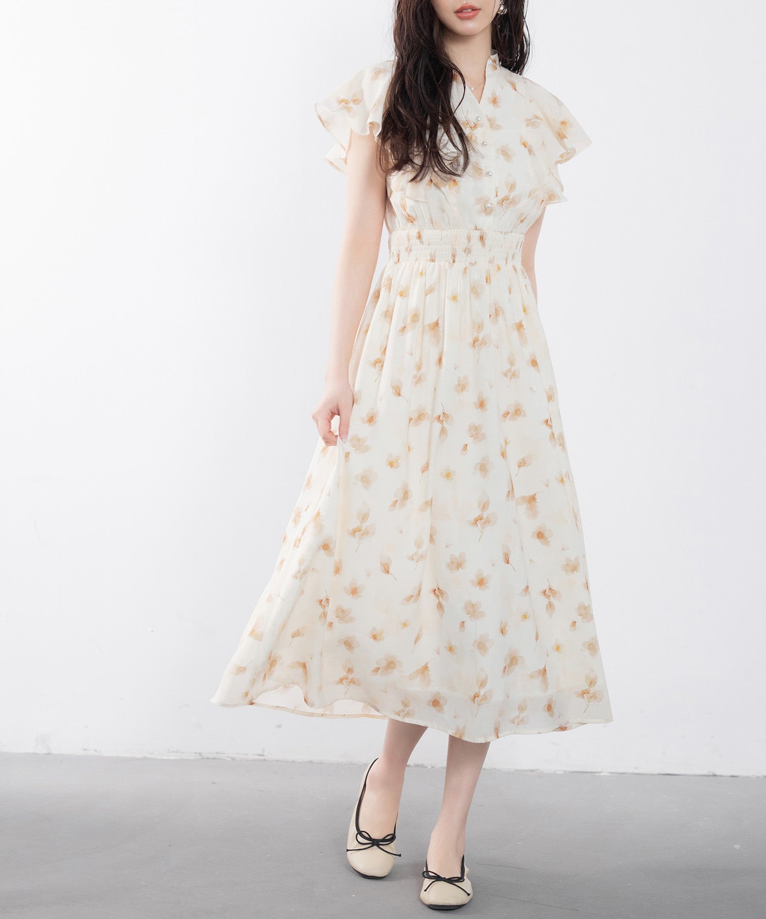 ウエストシャーリング花柄ワンピース ｜ 全2色 × 3サイズ – [公式