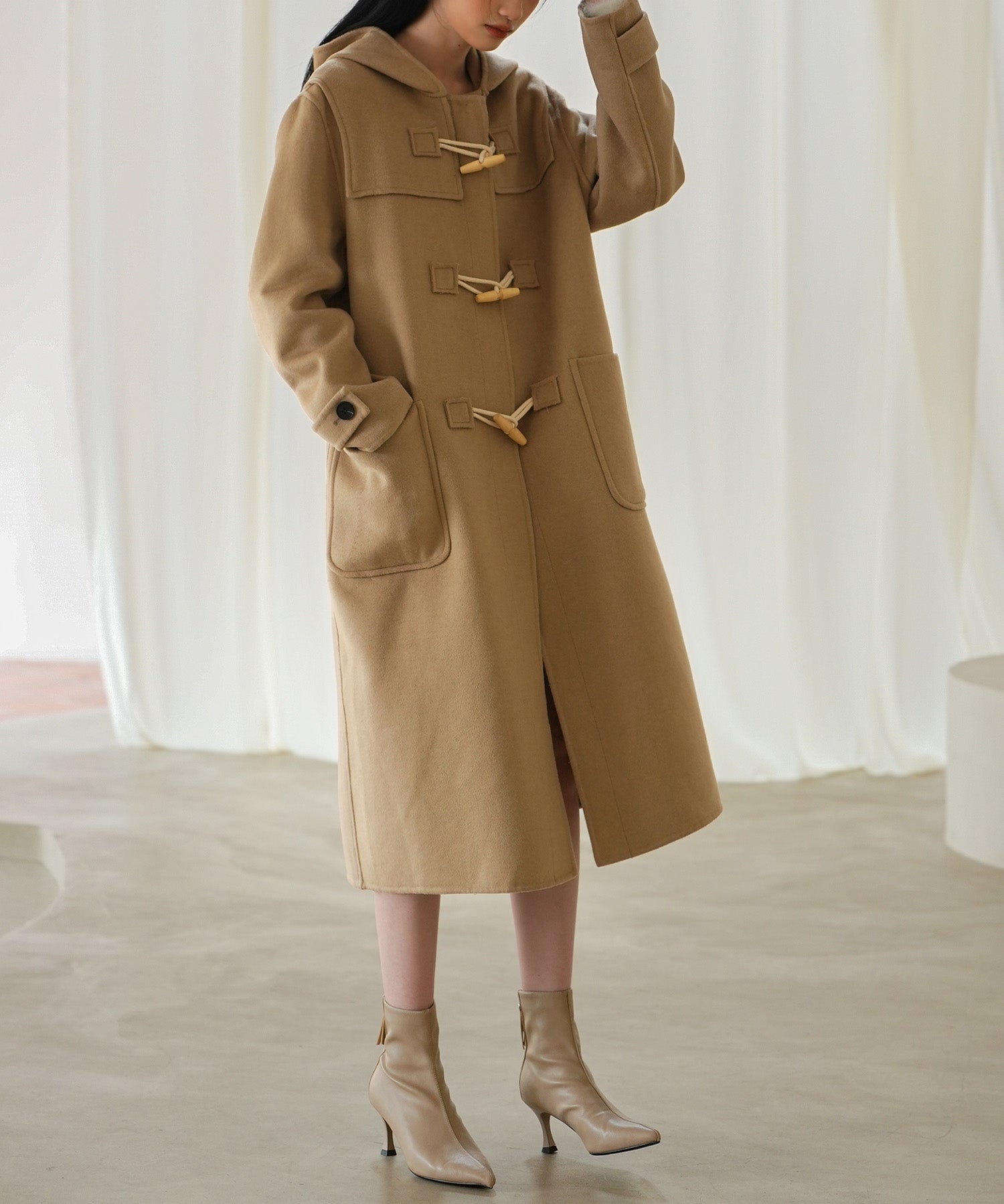 トグルボタンフード付きロングコートsdpps23006