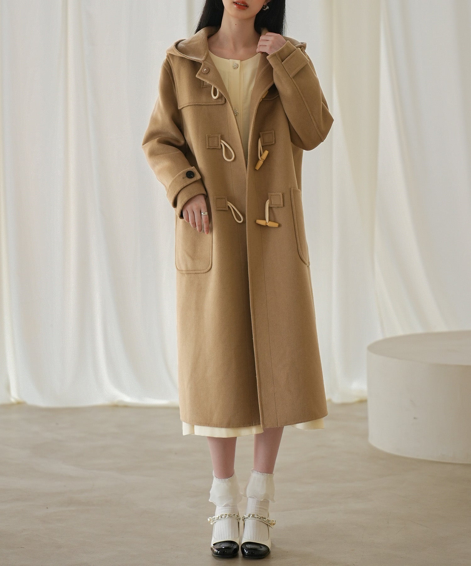 トグルボタンフード付きロングコート ライトブラウン – [公式]SAISON
