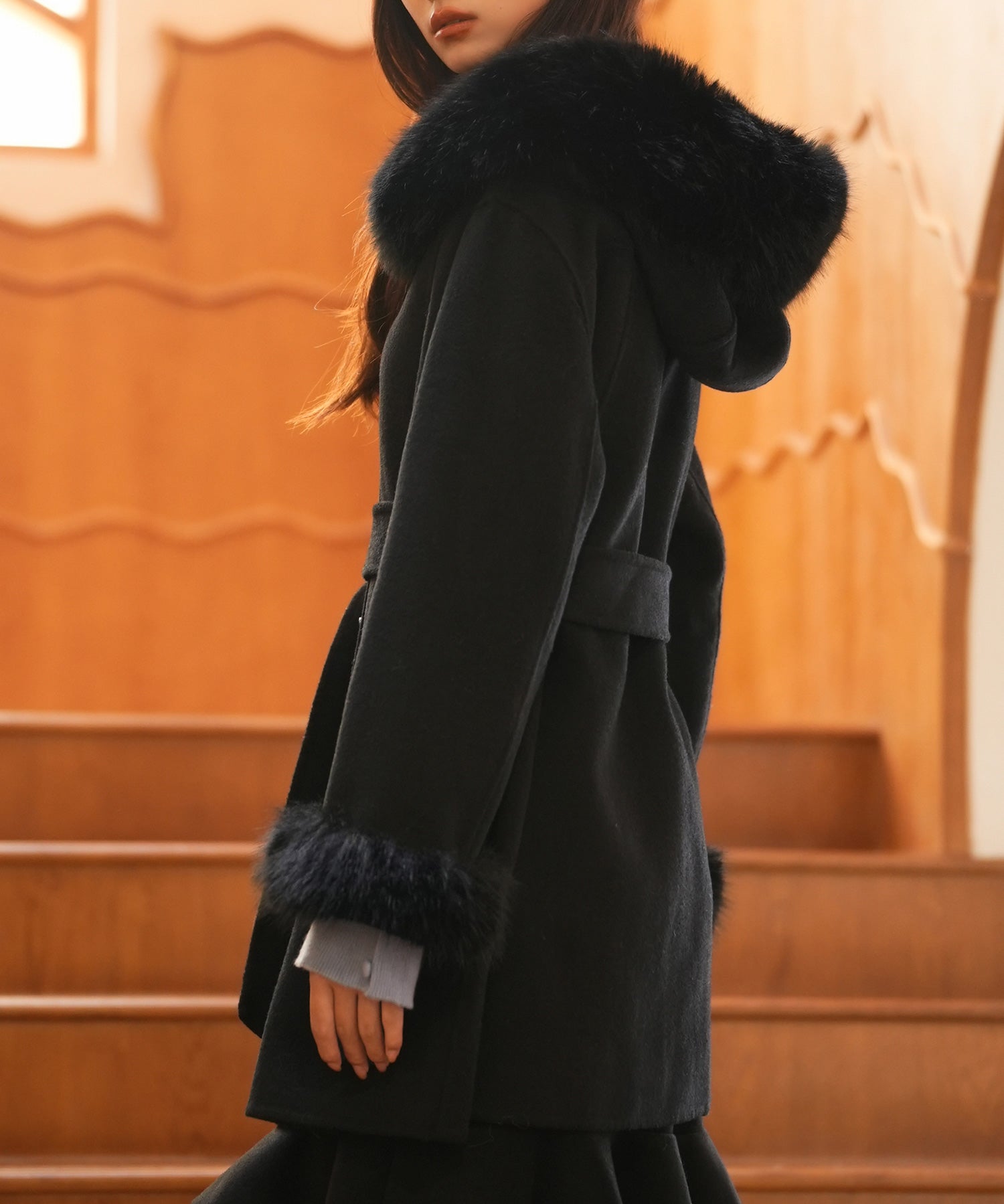 ベルト付きダブルフェイスガウンコートsdpps23007