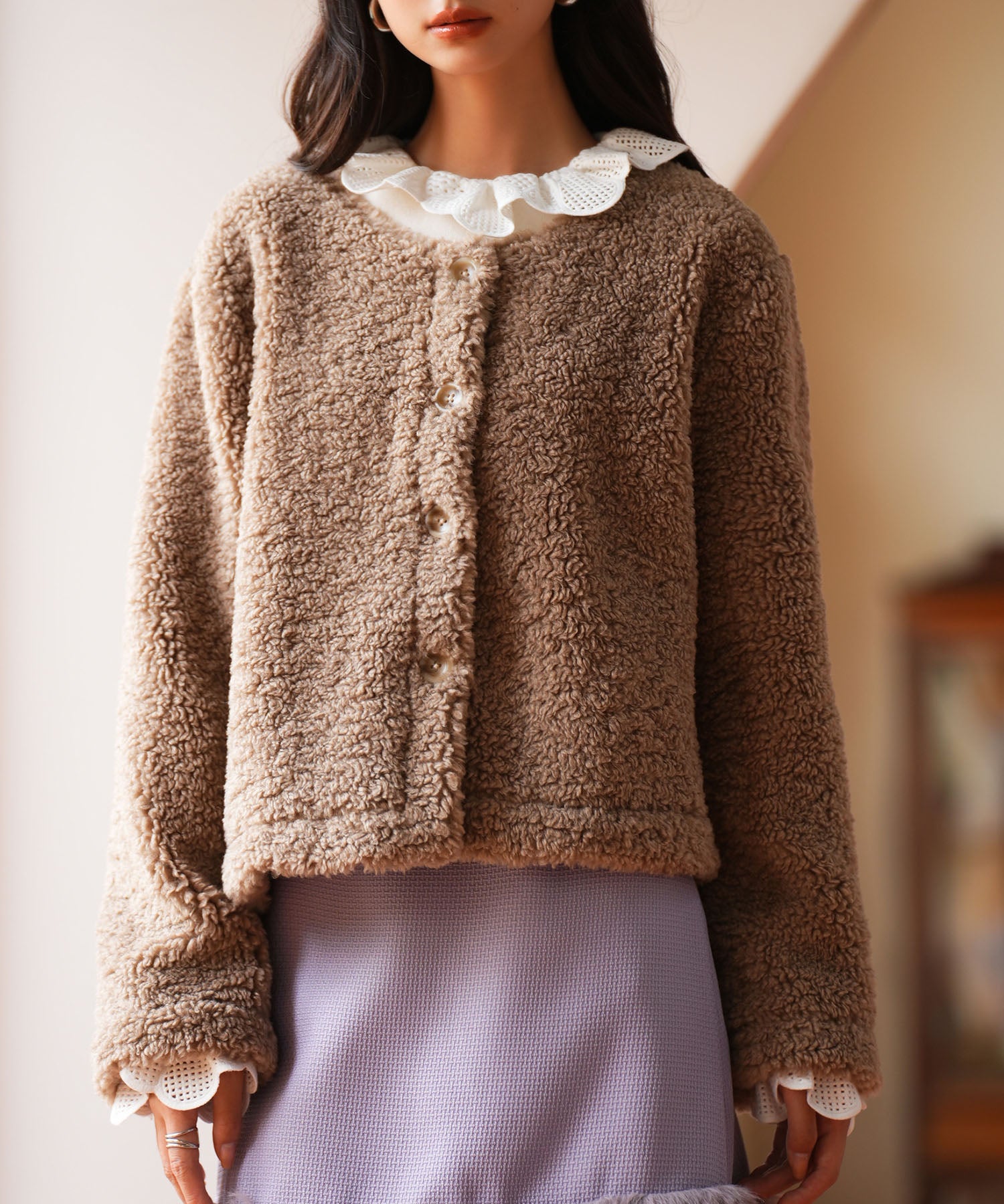 モコモコショート丈ボア生地コートsdpps23014-103-17