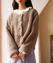 モコモコショート丈ボア生地コートsdpps23014 ブラウン