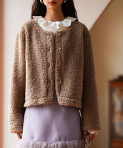 モコモコショート丈ボア生地コートsdpps23014 ブラウン