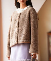 モコモコショート丈ボア生地コートsdpps23014 ブラウン