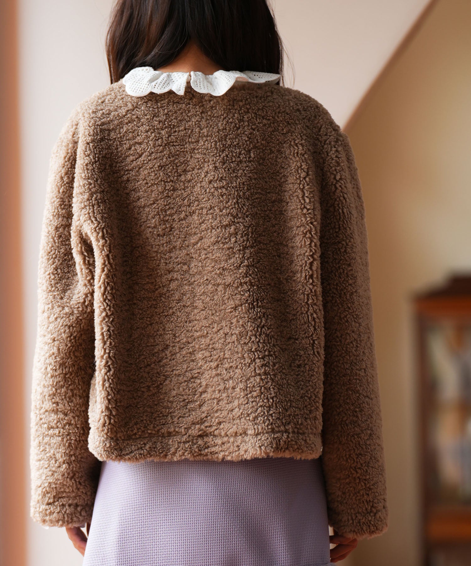 モコモコショート丈ボア生地コートsdpps23014 ブラウン