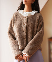 モコモコショート丈ボア生地コートsdpps23014 ブラウン