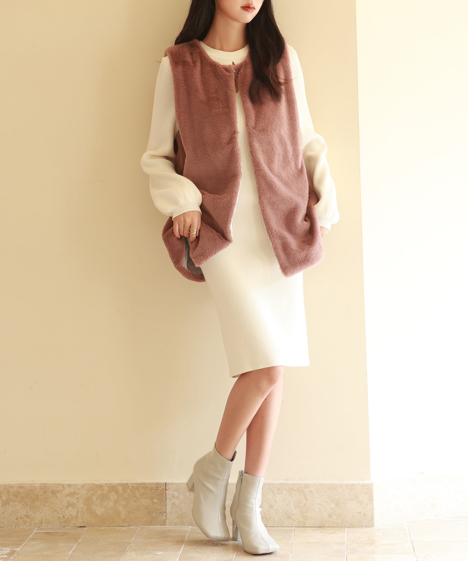 モコモコミドル丈フェイクファージレsdpps23016 チェリーピンク