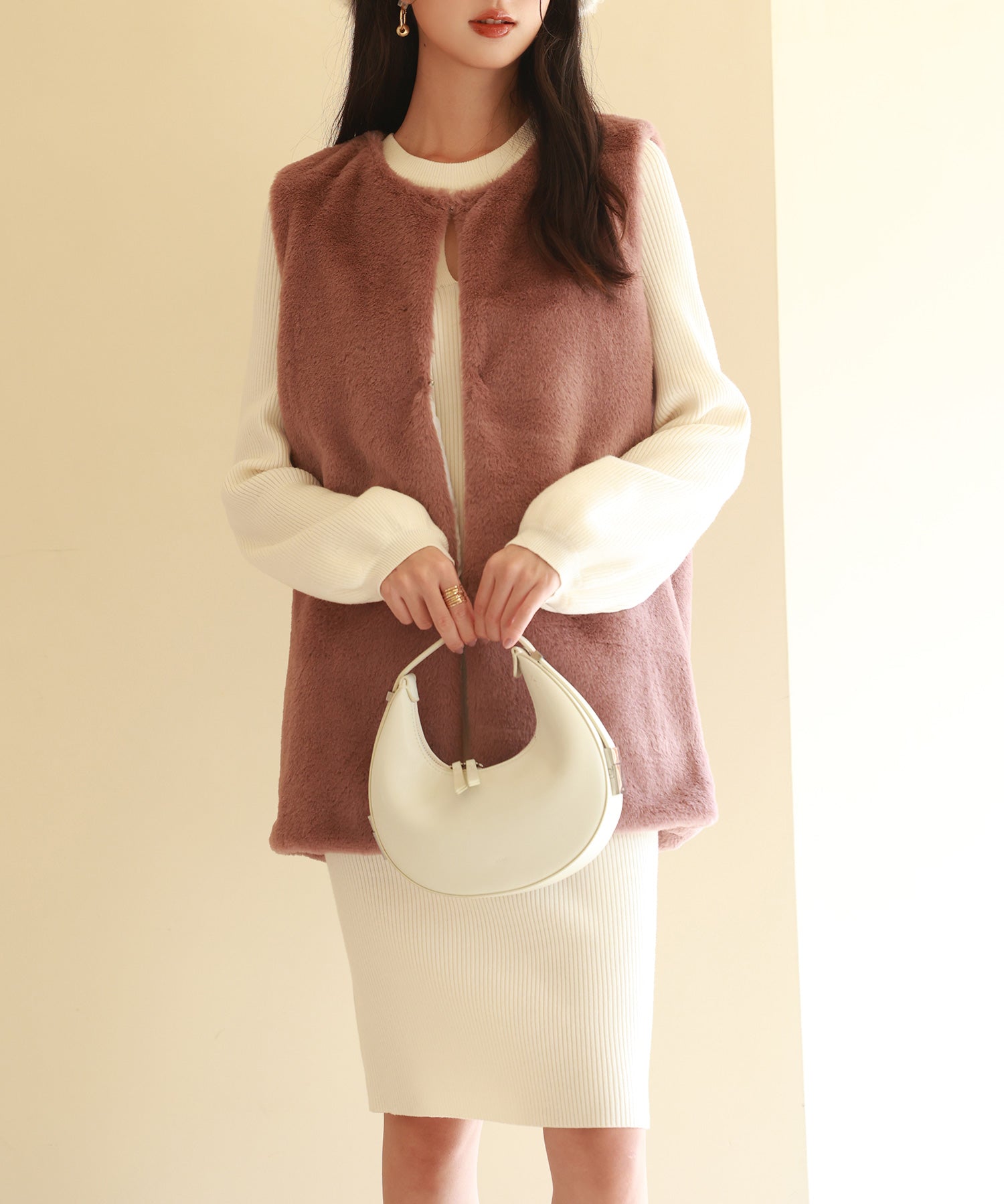 モコモコミドル丈フェイクファージレsdpps23016 チェリーピンク