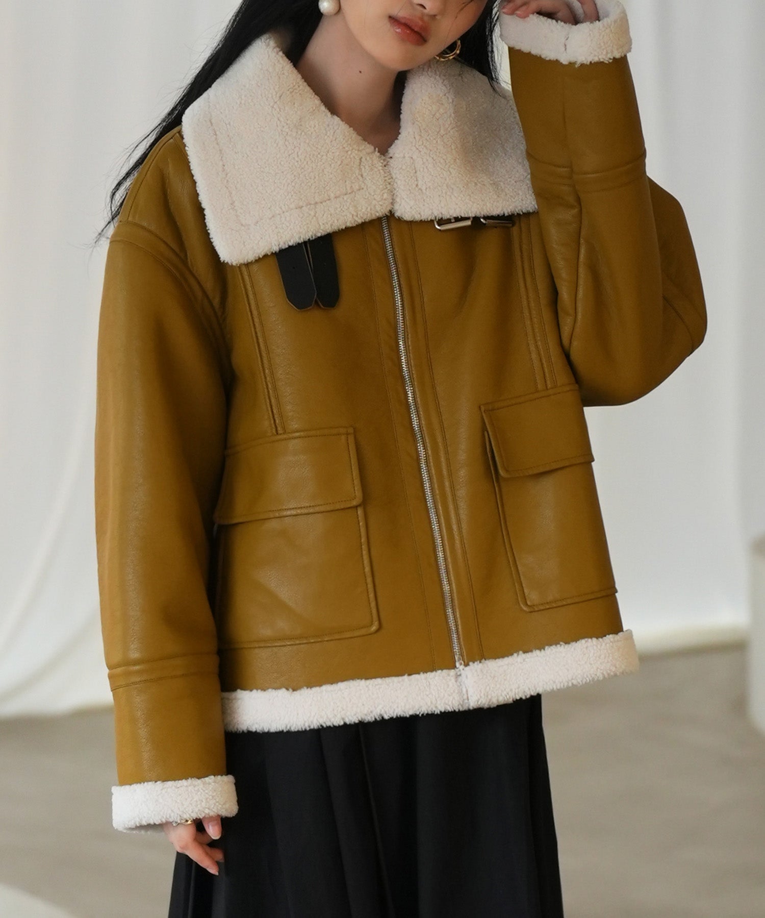 フェイクレザーエコムートンブルゾンsdpps23024