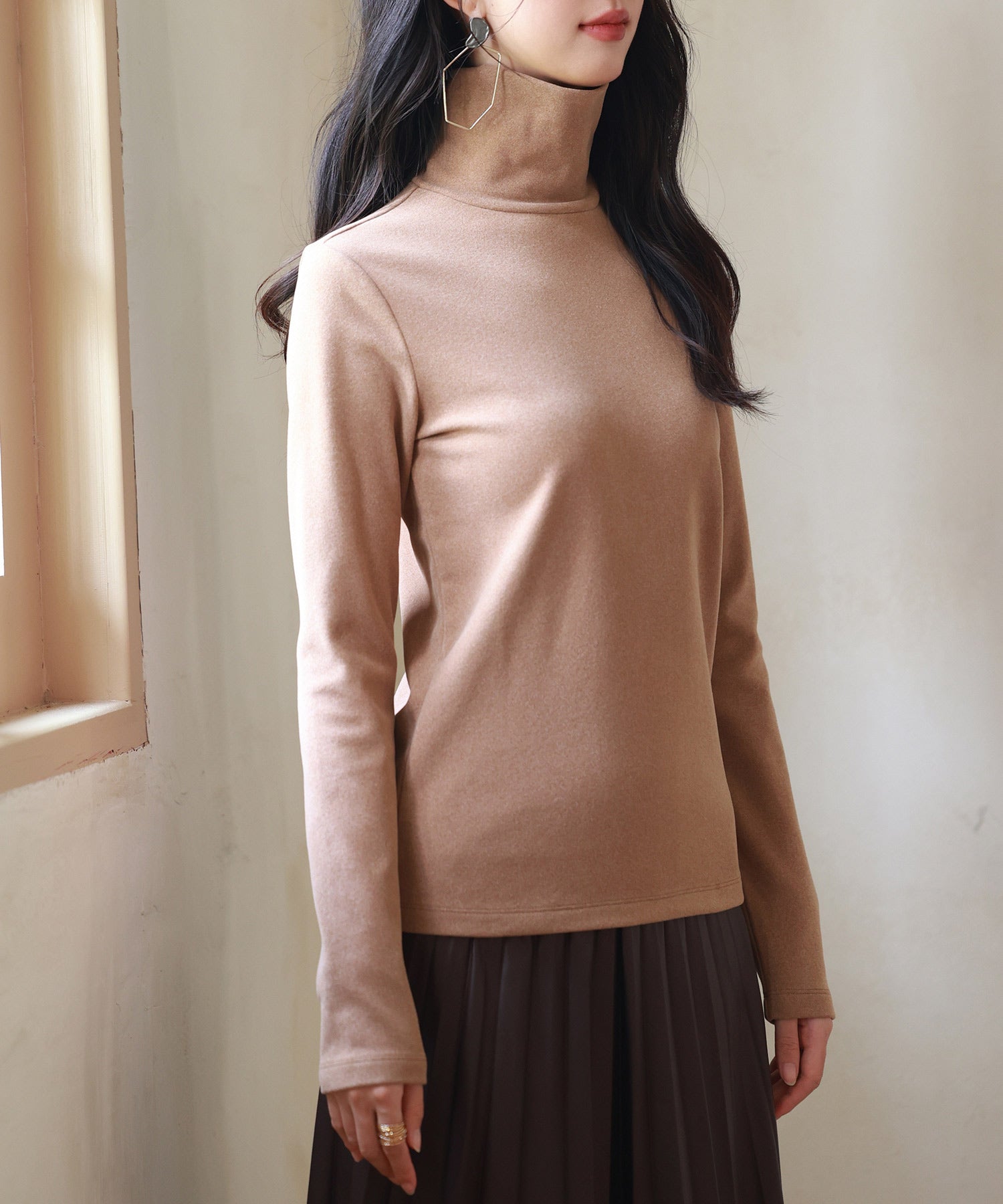 暖かいフリースハイネックトップス ブラウン – [公式]SAISON DE