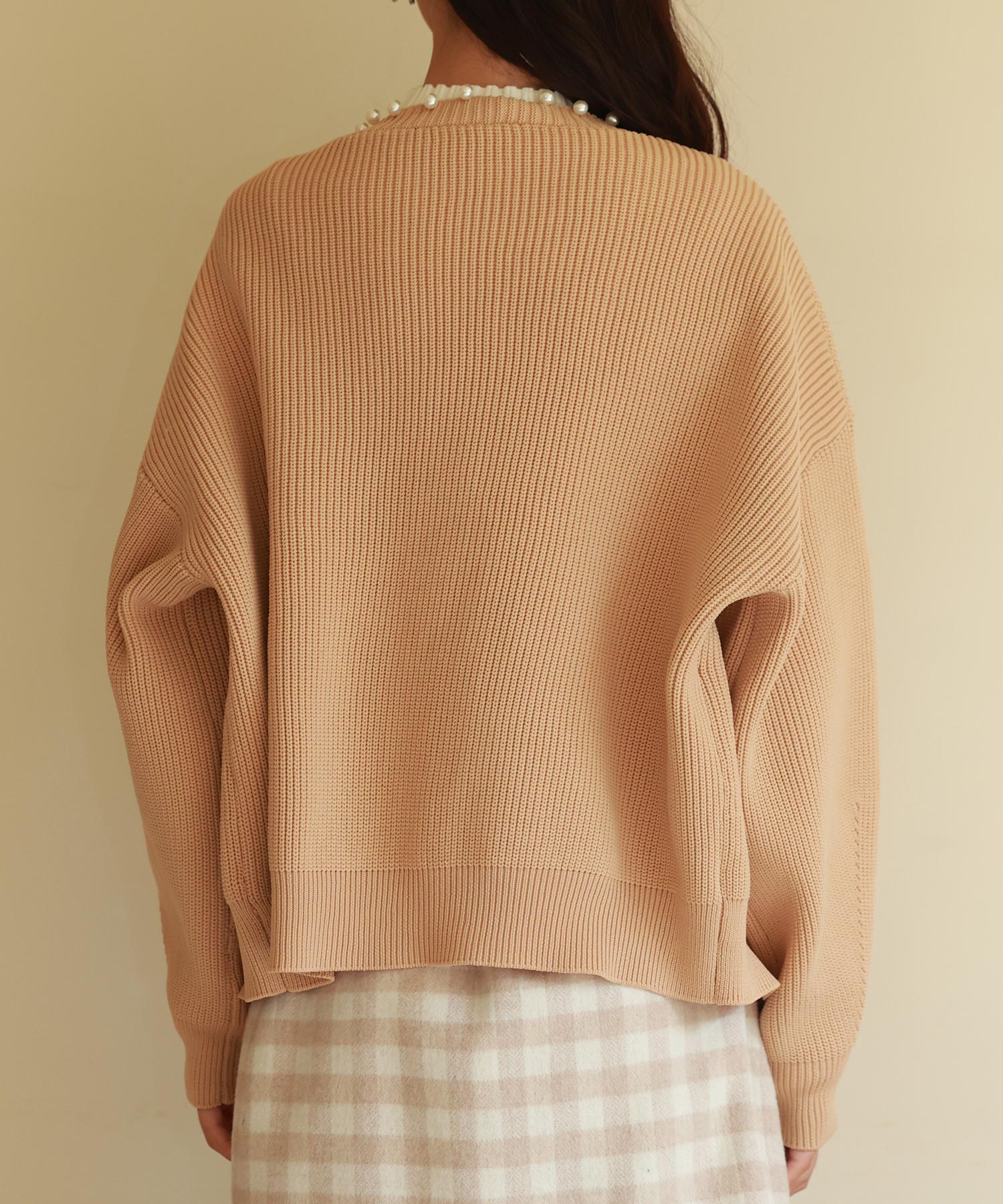 畦編みパールニットカーディガンsdpxyf2953 ライトブラウン – [公式