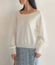 【2way】アシメトリーネックニットプルオーバーsdpxyf3007