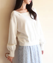 【2way】アシメトリーネックニットプルオーバーsdpxyf3007