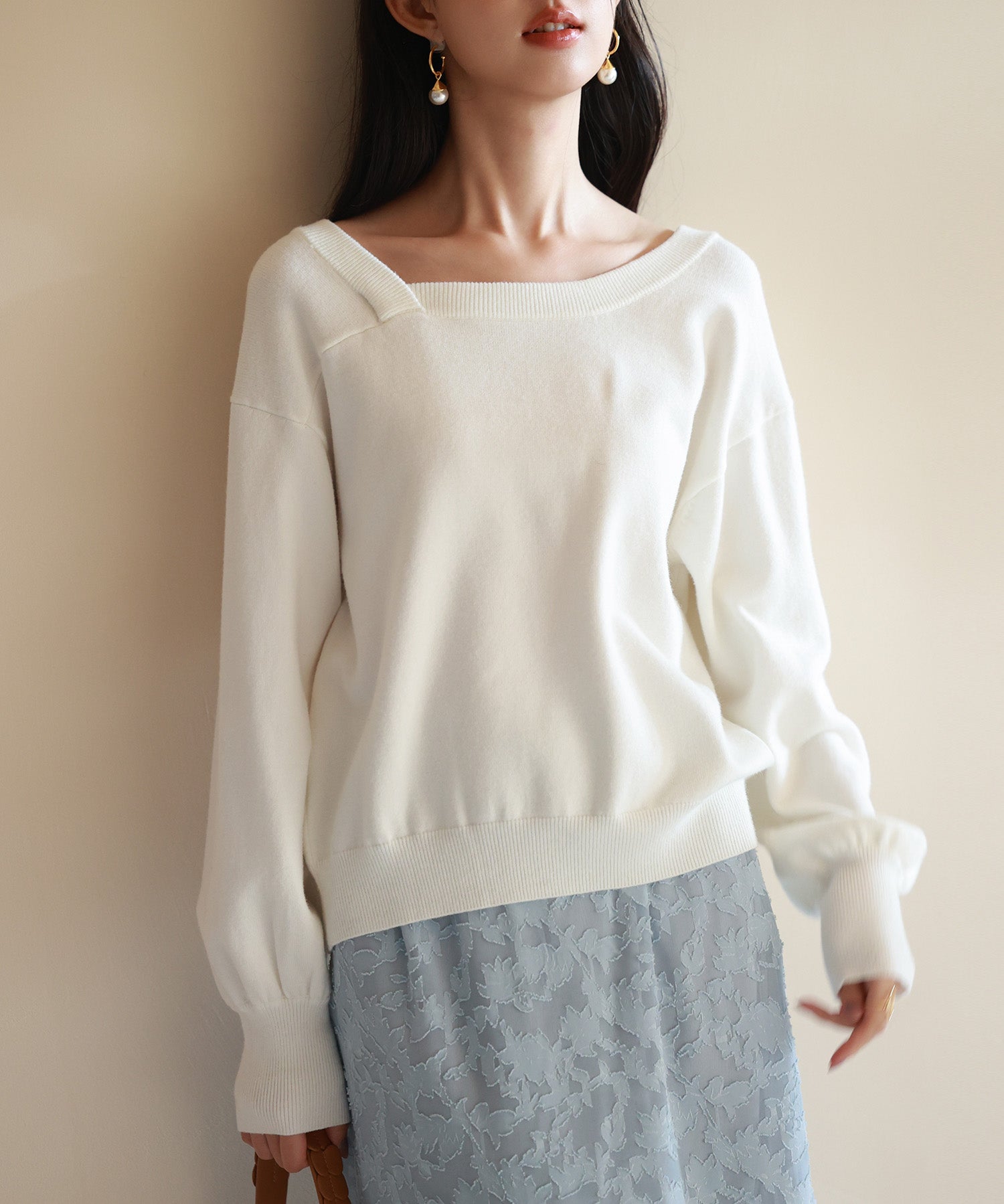 【2way】アシメトリーネックニットプルオーバーsdpxyf3007