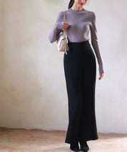 リブ編みプチハイネックニットプルオーバーsdpxyf3015 パープル