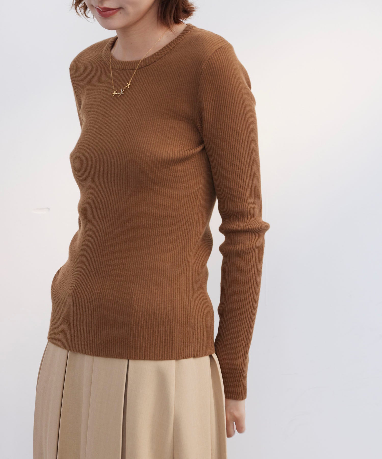 リブ編みクルーネックニットプルオーバーsdpxyf3015b ブラウン – [公式 リブ編みクルーネックニットプルオーバーsdpxyf3015b ブラウン – [公式